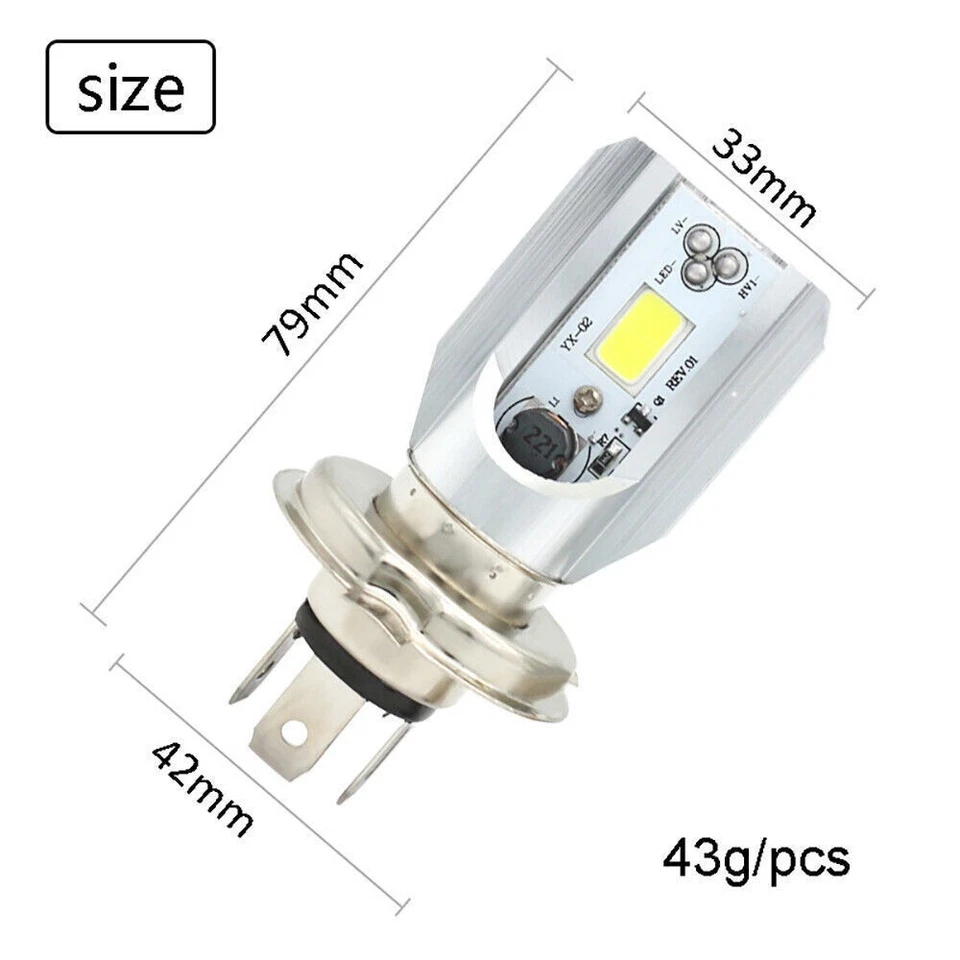 H4 LED 6000K Faro Alto/Bajo haz Bombilla Delantera Lámpara DC 6-80V para Motocicleta Foto 4 de 4