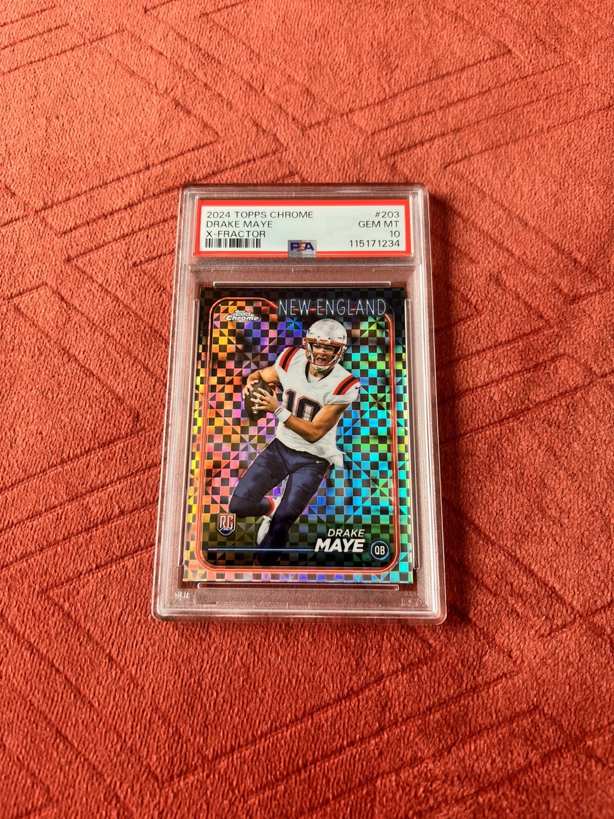 2024 Topps Chrome Drake Maye 203 X-Fractor PSA 10