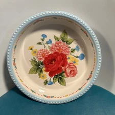PIONEER WOMAN STONEWARE SWEET ROSE DESIGN 9.5 INCH PIE PLATE RETIRED HTF
