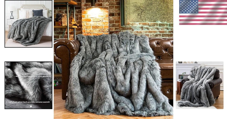 Elegante cobertor de bebidas reversível de pele sintética - 50x60" com estilo animal print - Imagem 2 de 4