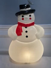 Vtg NOMA SNOWMAN Blowmold Christmas 11" Window Suction Light 2-sided 1990 & Cord