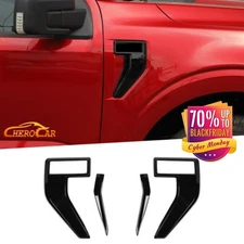Sides Fender Badge Emblem Air Vent Outlet Trim Cover For Ford F150 2021-25 Black