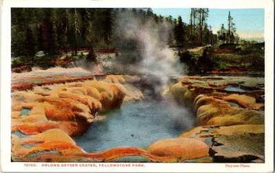 #ad Vintage Oblong Geyser Crater Yellowstone Park Postcard Haynes Photo $1.95