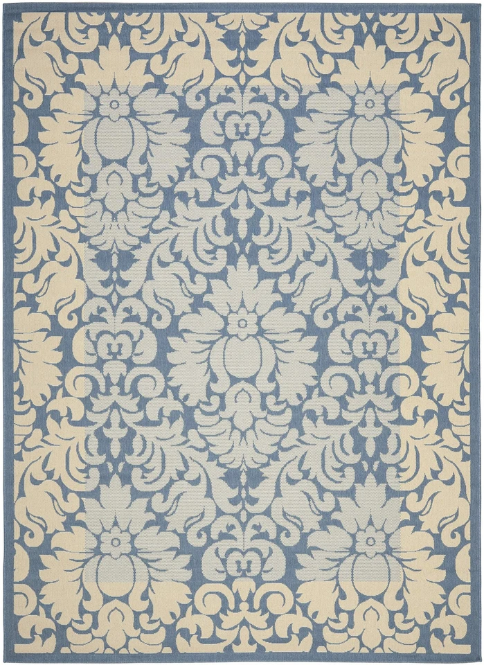Courtyard Collection Area Rug - 6'7" x 9'6", Blue & Natural, Non-Shedding & E... - Image 2 of 4