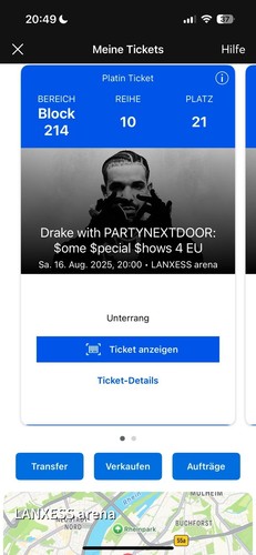 Drake PARTYNEXTDOOR Samstag 16.08.25 Köln Konzert Karten - Unterrang 214 - Bild 3 von 4