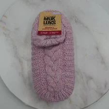 MUK LUKS Bootie Slippers Womens Size L/XL (8-10) Frosted Pink Cable Knit Cozy
