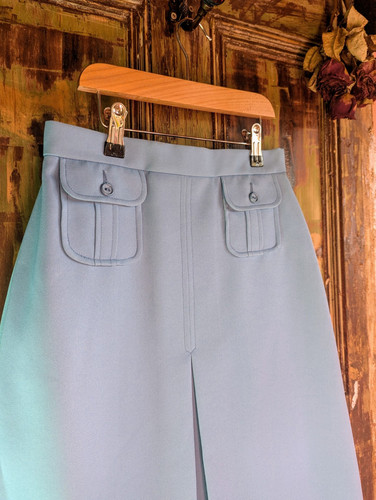 UNWORN VINTAGE RETRO 1940s 1950s PALE BLUE SAMPLE A- LINE SKIRT XS S 6 - Picture 3 of 7