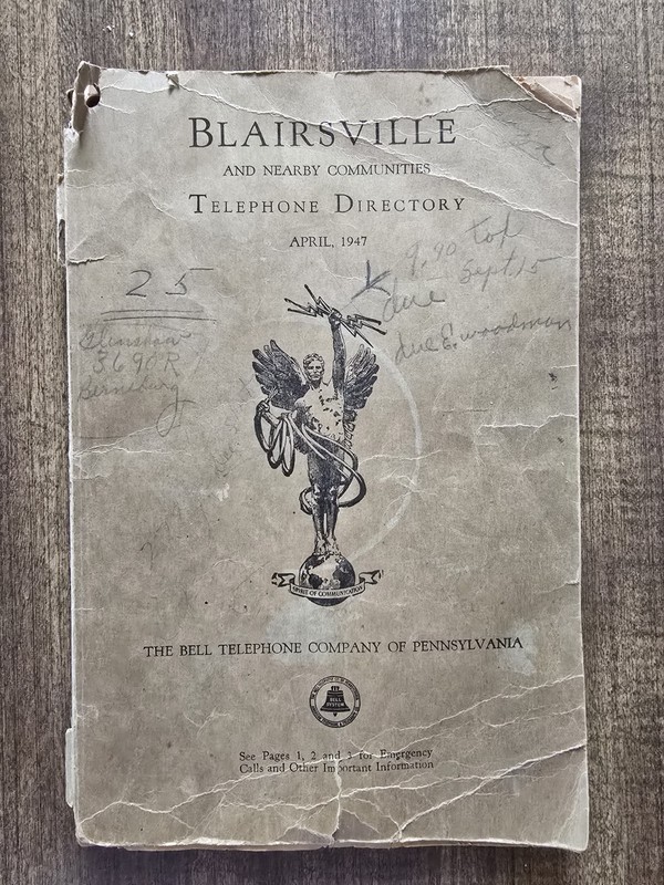 Vintage 1947 Blairsville Indiana PA Telephone Directory Phone Book Genealogy Ads