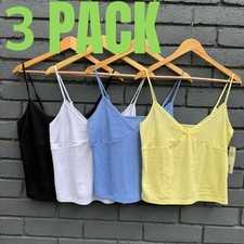 3 PACK No Boundaries Lace Trim V-Neck Cami Tank Top Adjustable Strap L XL XXL