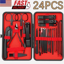 24 Pcs Stainless Steel Nail Clipper Grooming Nail Tools Manicure  Pedicure Set