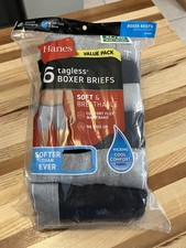 Hanes 6 PACK Mens Underwear Boxer Briefs Breathable Black/Gray Size XL 40-42" 