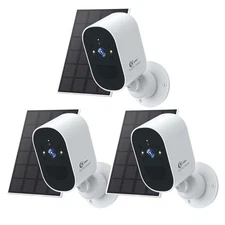 1080P 3Pack Solar Camera Outdoor Wireless, Battery Powered Camera Wireless Ou...