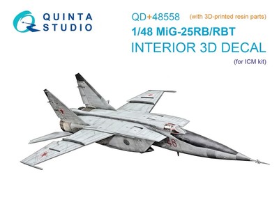 1/48 Quinta Studios 3D Interior Decal #48558R MiG-25RB/RBT Foxbat W/Resin ICM