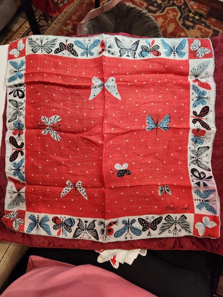 Pañuelo vintage de los años 50 Tammis Keefe pañuelo "Las mariposas"  Foto 4 de 4