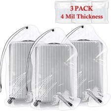 36x50 Inch Extra Large Clear Drawstring Plastic Bags 3 Pack 4 Mils , Dustproo...