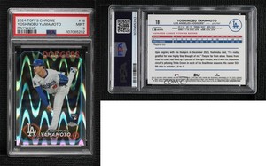 2024 Topps Chrome RayWave Refractor Yoshinobu Yamamoto #18 PSA 9 MINT Rookie RC