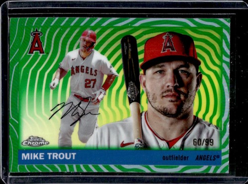 2025 Topps Chrome Platinum Mike Trout Green Vibrations Refractor #/99 Angels