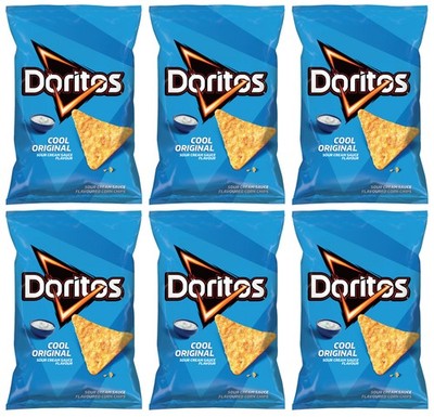 6 DORITOS COOL ORIGINAL Sour Cream Sauce Flavor Corn Chips Bags 100g 3.5oz