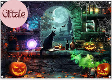 7X5Ft Fabric Halloween Magic Moon Night Witch Photography Backdrop