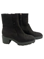 ZARA Chunky Ankle Boot Stiefelette Damen Schwarz Gr. 37 Textil Blockabsatz