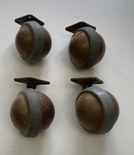 4 Vintage Antique Kenrick Castors On A Screw Plate Fitting 60mm Diameter