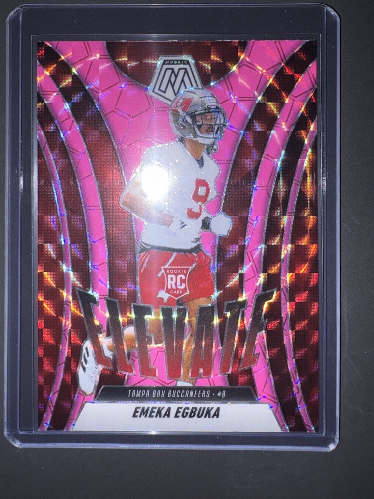 2025 Panini Mosaic - Elevate Emeka Egbuka #2 Mosaic Pink Fluorescent Prizm (RC)
