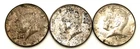 (3) Vintage 40-90% Silver Kennedy Half Dollars US Coins Circulated 1964 1965 +