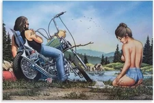 David Mann Motorcycle Poster 24x36in Unframed Wall Art Biker Decor
