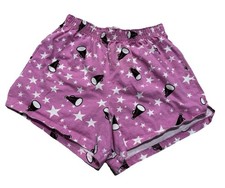 Cheer Soffe Shorts Size Small Pink Background With Black Megaphones White Stars