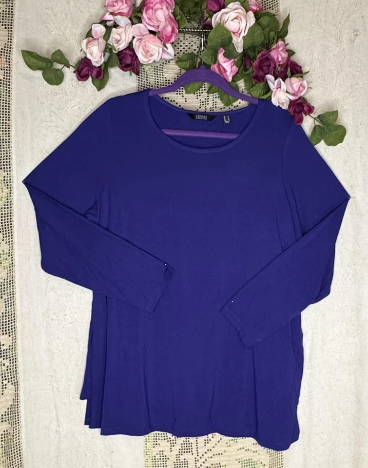 Camisa Dennis Basso Mujer Grande Lote de 3 Púrpura Negro Azul Floral 3/4 Slv Prendas para el torso Foto 2 de 4