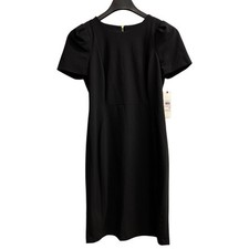 Calvin Klein Dress Womens 10 Black Seamed Sheath Scuba Knit Crepe Capsule Office