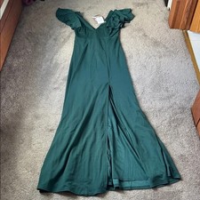 Birdie Grey Emerald Green Hannah Crepe Maxi Dress SIZE M