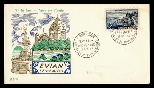 DR WHO 1957 FRANCE FDC EVIAN LES BAINS PAC CACHET M76638