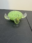 Vintage Murano Glass Turtle Figure Green Paperweight  8” Read — photo 3