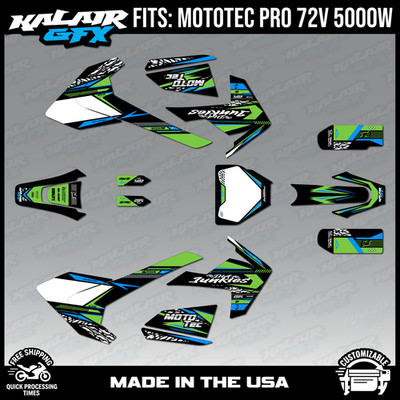 Graphics Kit for MotoTec Pro 72v 5000W (All Years) Rugged Series - GREEN