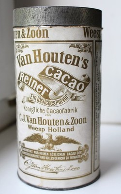 alt Blechdose CACAO VAN HOUTEN's & ZOON Kakao 1/4 KILO um 1900 !! Weesp Holland