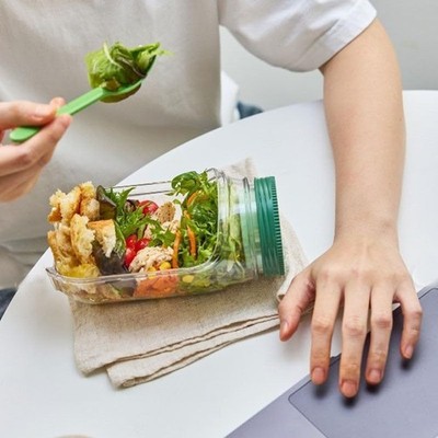 1Pcs Salad Container with Side Opening,Reusable Salad Pod Jar Lunch Meal Prep
