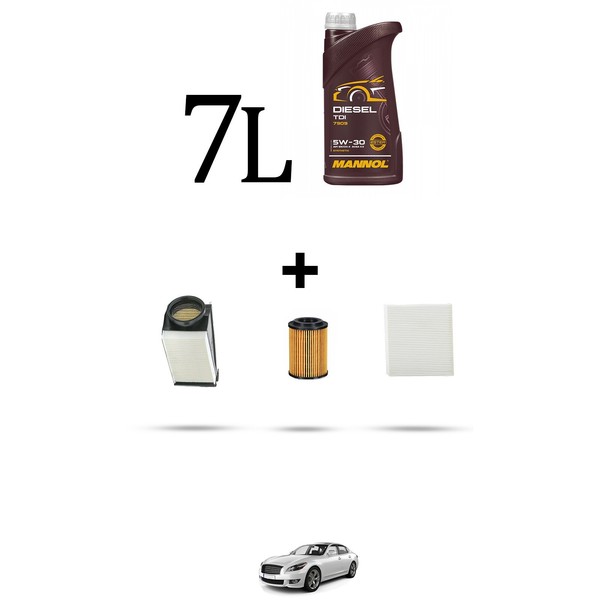Hoffcar Wartungskit 3 Filter Und 7L ÖL FüR Infiniti Q70 2.2 D 125KW Ab 2014-image