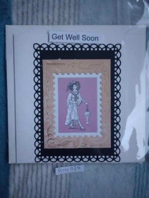 GW030 Handarbeit personalisiert Herren Damen Get Well Karte Dame Regenschirm Hut 12x12