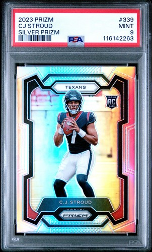 CJ STROUUD 2023 PANINI PRIZM SILVER ROOKIE RC #339 PSA 9 MINT! #TEXANS OHIO ST!
