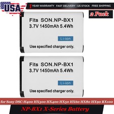 2PCS NP-BX1 Battery For Sony DSC-H400 HX300 HX400 HX50 HX60 HX80 HX90 RX100 New