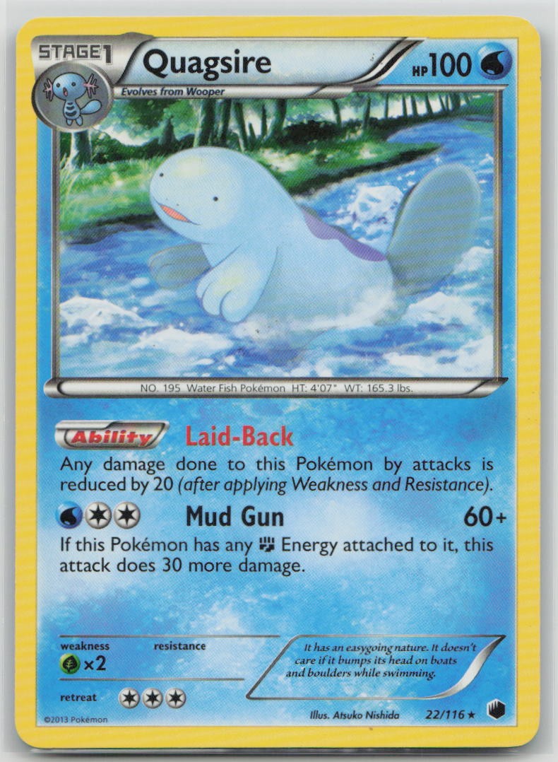 Quagsire 22/116 Rare Plasma Freeze Pokemon Moderately Played