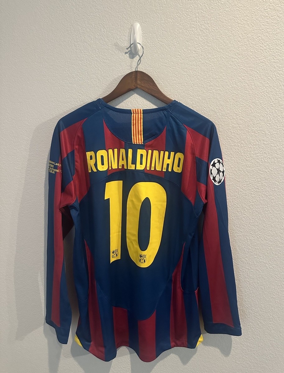 FC Barcelona 2005/2006 Long Sleeve Jersey RONALDINHO #10 Size L | eBay