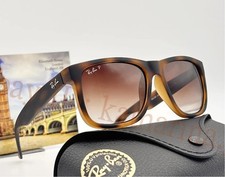 RB4165 Justin 54mm Ray-Ban Polarized Sunglasses Matte Tortoise Frame Grey-Brown