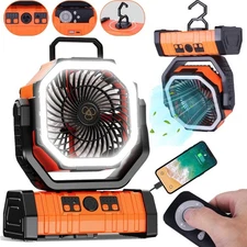 Up to 96hours Battery Portable Camping Fan with 20000mAh Rechargeable Power Bank