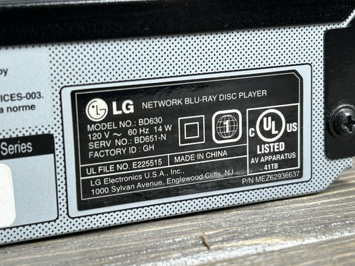 LG BD630 Smart Network Streaming Blu-Ray/DVD Player Netflix No Remote Tested - Afbeelding 5 van 5