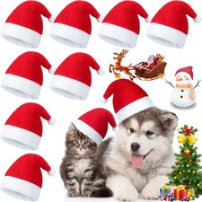 Svee 8 Pieces Christmas Santa Hats for Small Dogs Cats 4.3 inch, White,Red