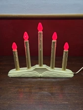 Vintage 5 Light Window Electric Candelabra Candolier Plastic Drip Christmas