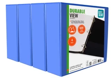 Pen + Gear Durable View 3-Ring Binder with 3-Inch  Rings  4 Pack (Blue)