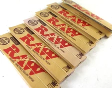 Raw king size slim CLASSIC 4 1/4" natural unrefined  rolling papers (6 booklets)
